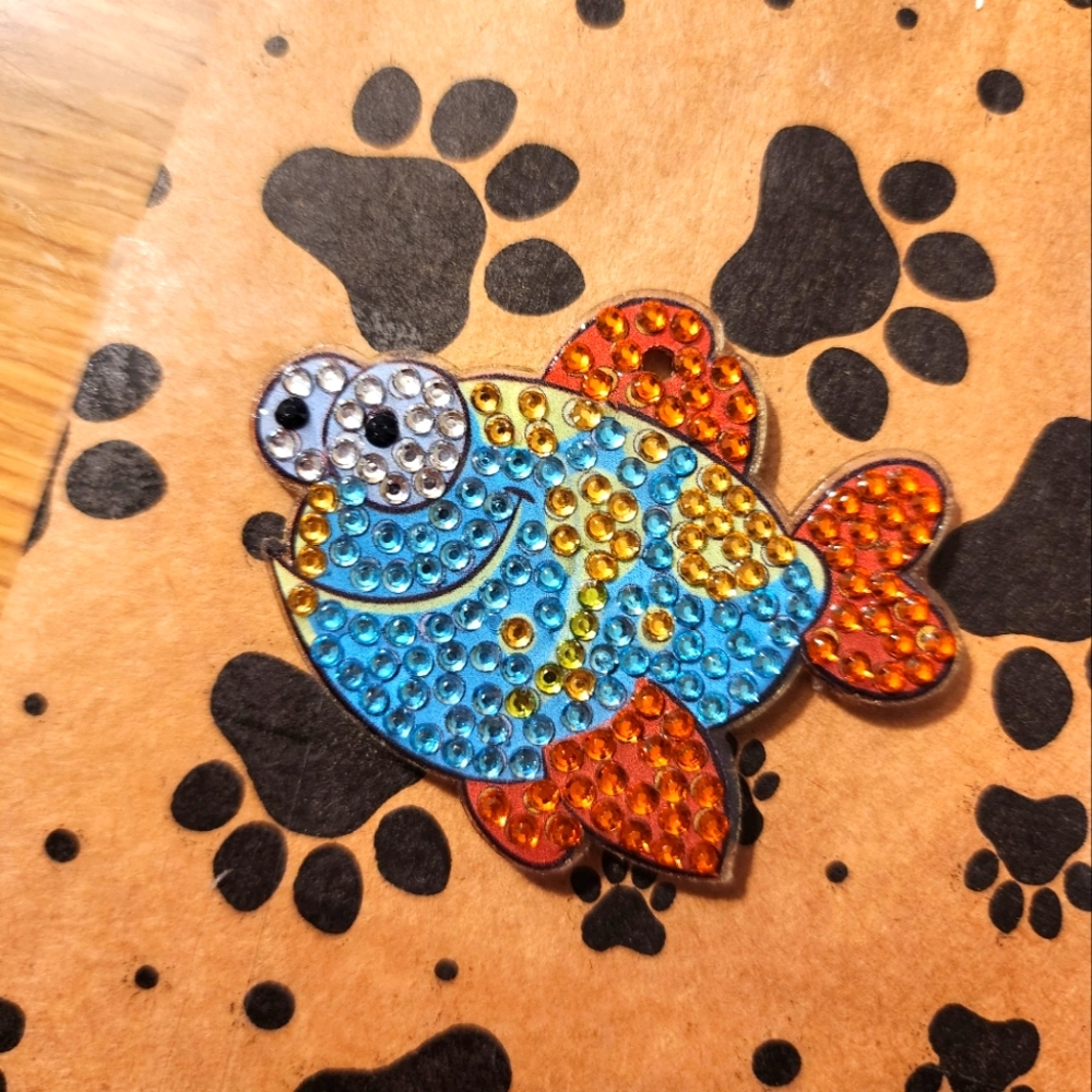 Colorful Fish Diamond Puzzle Keychain Handmade